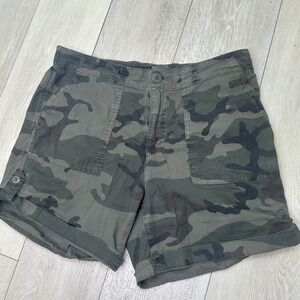 Sanctuary women's relaxed fit green camo cargo shorts street style 30‎